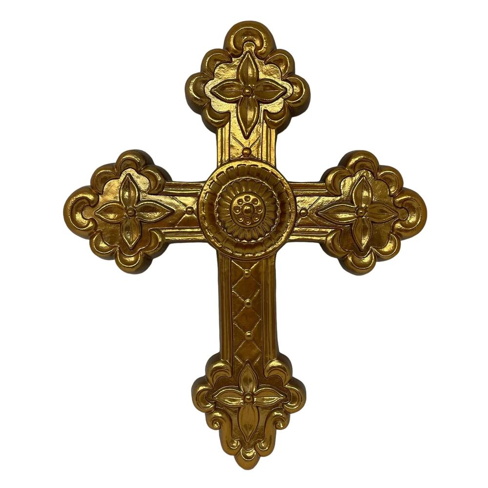 VINTAGE Home Interiors & Gifts GIA Inc Gold Hollywood Regency Resin Cross #8405